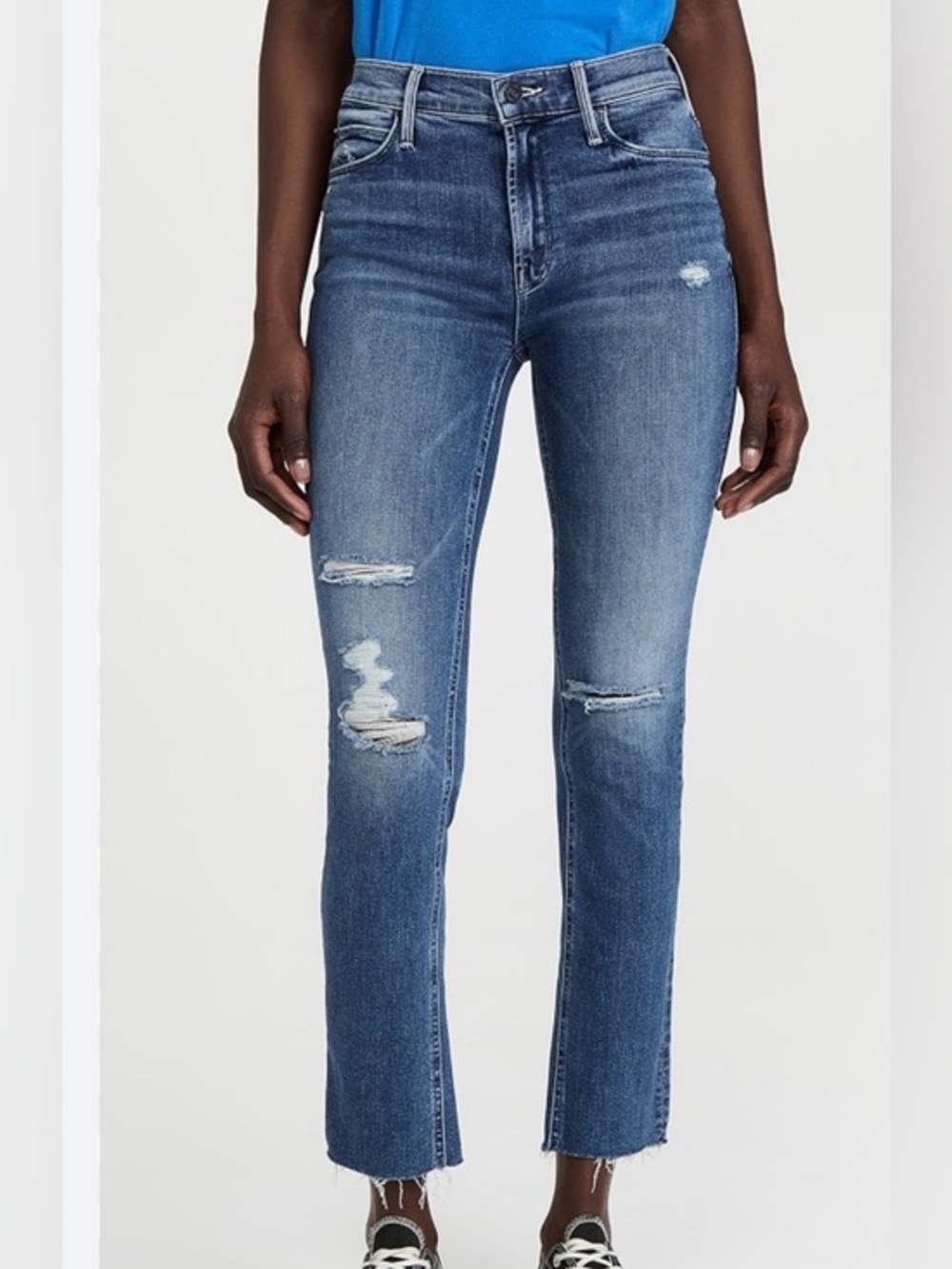 MOTHER Mid-Rise Dazzler Ankle Fray Weekend Warrior Jeans